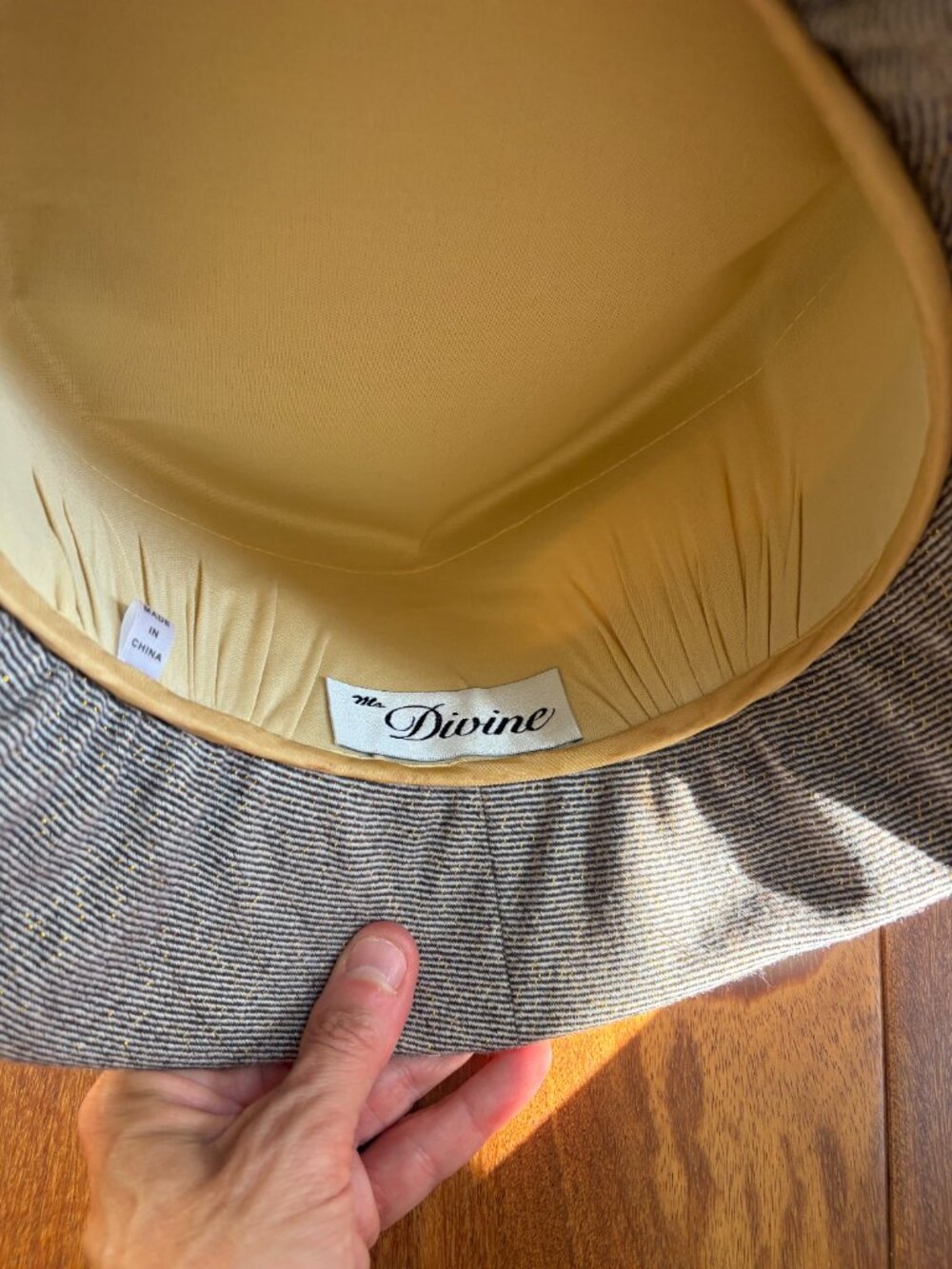 Ms. Divine vintage wool cloche hat with gold flecks while featuring a prominent - Picture 5 of 5